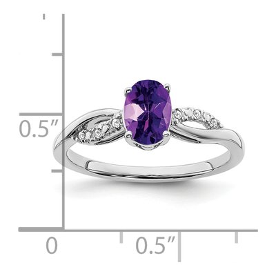 14K White Gold 1/20 ct tw Amethyst & Diamond Oval Ring – view 4
