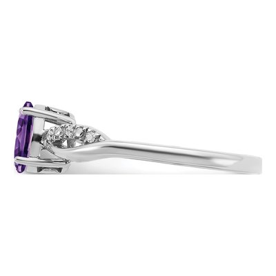 14K White Gold 1/20 ct tw Amethyst & Diamond Oval Ring – view 5