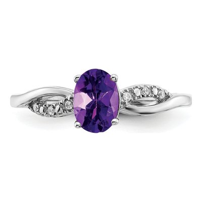 14K White Gold 1/20 ct tw Amethyst & Diamond Oval Ring – view 6