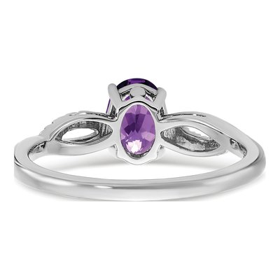 14K White Gold 1/20 ct tw Amethyst & Diamond Oval Ring – view 7