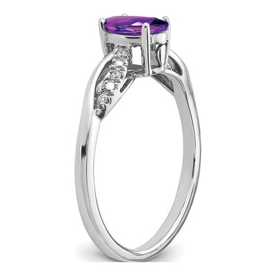 14K White Gold 1/20 ct tw Amethyst & Diamond Oval Ring – view 8