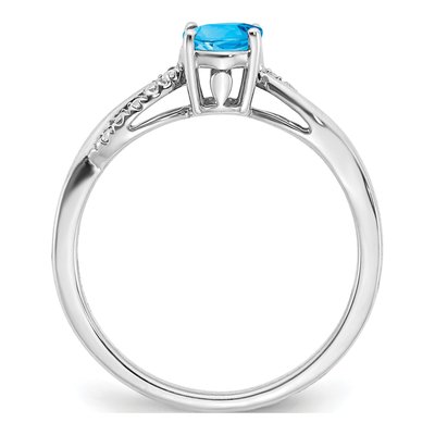 14K White Gold 1/20 ct tw Swiss Blue Topaz & Diamond Oval Ring – view 2