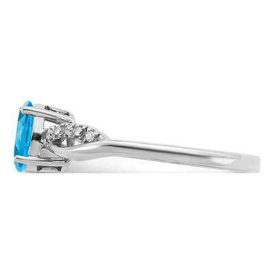 14K White Gold 1/20 ct tw Swiss Blue Topaz & Diamond Oval Ring – view 4