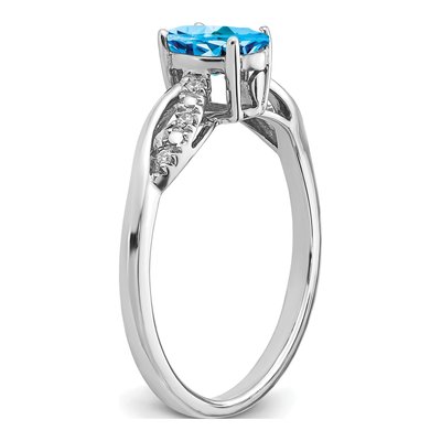 14K White Gold 1/20 ct tw Swiss Blue Topaz & Diamond Oval Ring – view 7