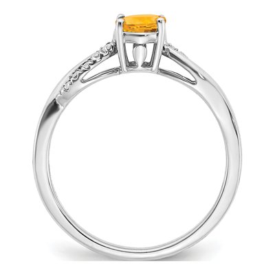 14K White Gold 1/20 ct tw Citrine & Diamond Oval Ring – view 3