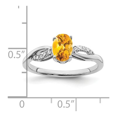 14K White Gold 1/20 ct tw Citrine & Diamond Oval Ring – view 4