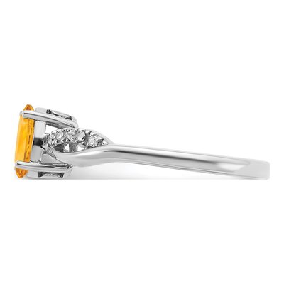 14K White Gold 1/20 ct tw Citrine & Diamond Oval Ring – view 5