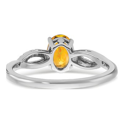 14K White Gold 1/20 ct tw Citrine & Diamond Oval Ring – view 7