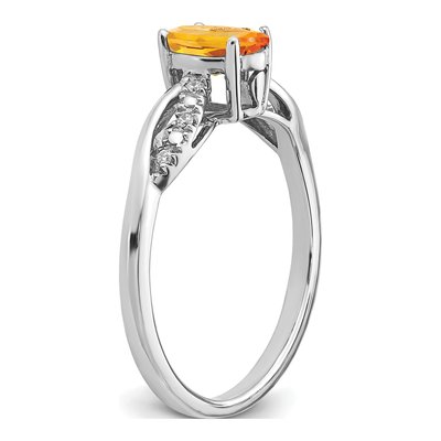 14K White Gold 1/20 ct tw Citrine & Diamond Oval Ring – view 8