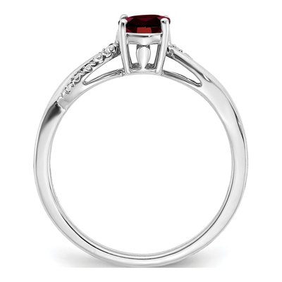 14K White Gold 1/20 ct tw Garnet & Diamond Oval Ring – view 2