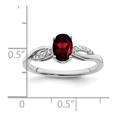 14K White Gold 1/20 ct tw Garnet & Diamond Oval Ring – view 3