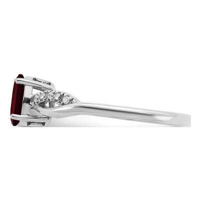 14K White Gold 1/20 ct tw Garnet & Diamond Oval Ring – view 4
