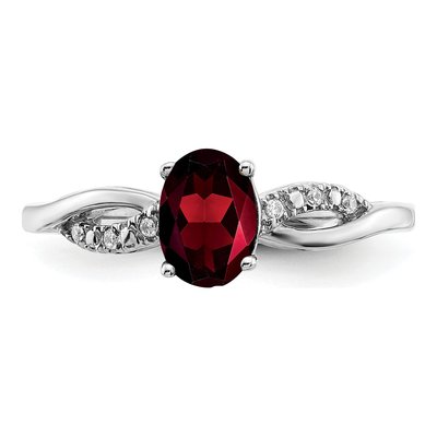 14K White Gold 1/20 ct tw Garnet & Diamond Oval Ring – view 5