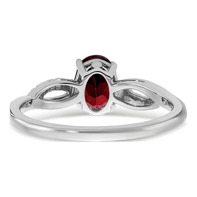 14K White Gold 1/20 ct tw Garnet & Diamond Oval Ring – view 6
