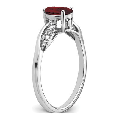 14K White Gold 1/20 ct tw Garnet & Diamond Oval Ring – view 7