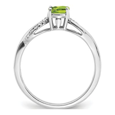 14K White Gold 1/20 ct tw Peridot & Diamond Oval Ring – view 2