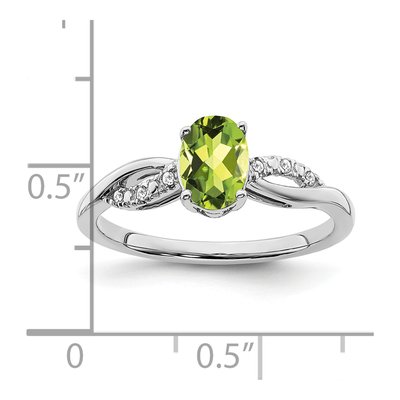 14K White Gold 1/20 ct tw Peridot & Diamond Oval Ring – view 3