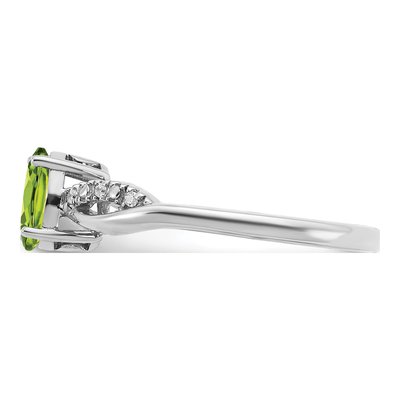 14K White Gold 1/20 ct tw Peridot & Diamond Oval Ring – view 4