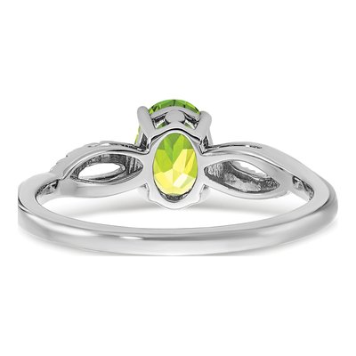 14K White Gold 1/20 ct tw Peridot & Diamond Oval Ring – view 6