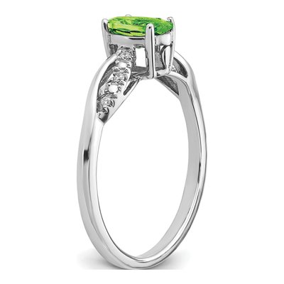 14K White Gold 1/20 ct tw Peridot & Diamond Oval Ring – view 7