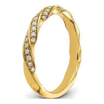 14K Yellow Gold 1/5 ct tw Diamond Twisted Wedding Band – view 6