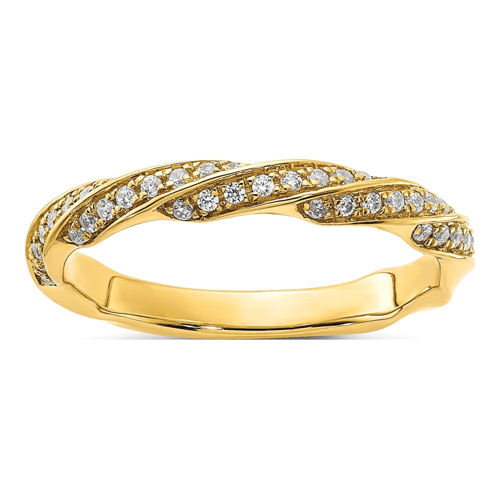 14K Yellow Gold 1/5 ct tw Diamond Twisted Wedding Band