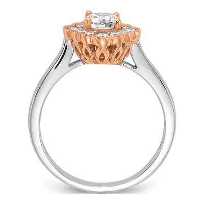 14K Two-Tone Gold Lab-Grown Diamond Halo Engagement Ring Semi-Mount – view 3