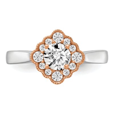 14K Two-Tone Gold Lab-Grown Diamond Halo Engagement Ring Semi-Mount – view 5