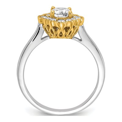 14K Two-Tone Gold Lab-Grown Diamond Halo Engagement Ring Semi-Mount – view 3