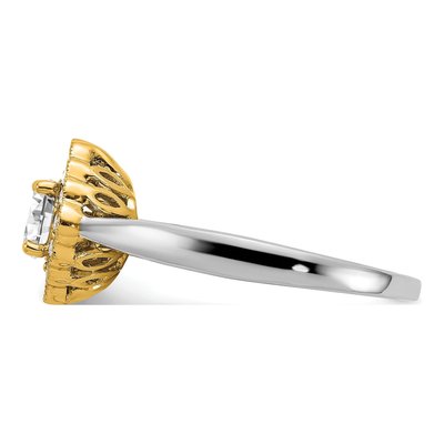 14K Two-Tone Gold Lab-Grown Diamond Halo Engagement Ring Semi-Mount – view 4