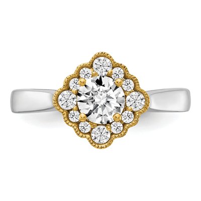 14K Two-Tone Gold Lab-Grown Diamond Halo Engagement Ring Semi-Mount – view 5