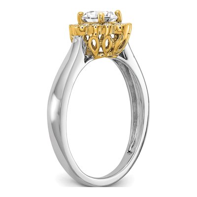 14K Two-Tone Gold Lab-Grown Diamond Halo Engagement Ring Semi-Mount – view 7