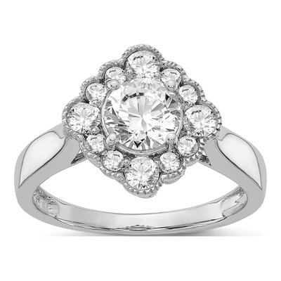 14K White Gold Lab-Grown Diamond Halo Engagement Ring Semi-Mount