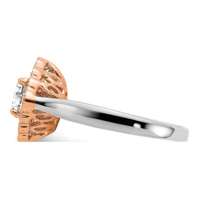 14K Two-Tone Gold Lab-Grown Diamond Halo Engagement Ring Semi-Mount – view 4