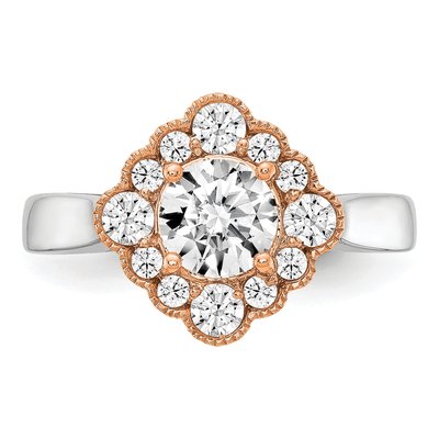 14K Two-Tone Gold Lab-Grown Diamond Halo Engagement Ring Semi-Mount – view 5
