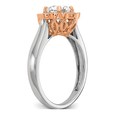 14K Two-Tone Gold Lab-Grown Diamond Halo Engagement Ring Semi-Mount – view 7