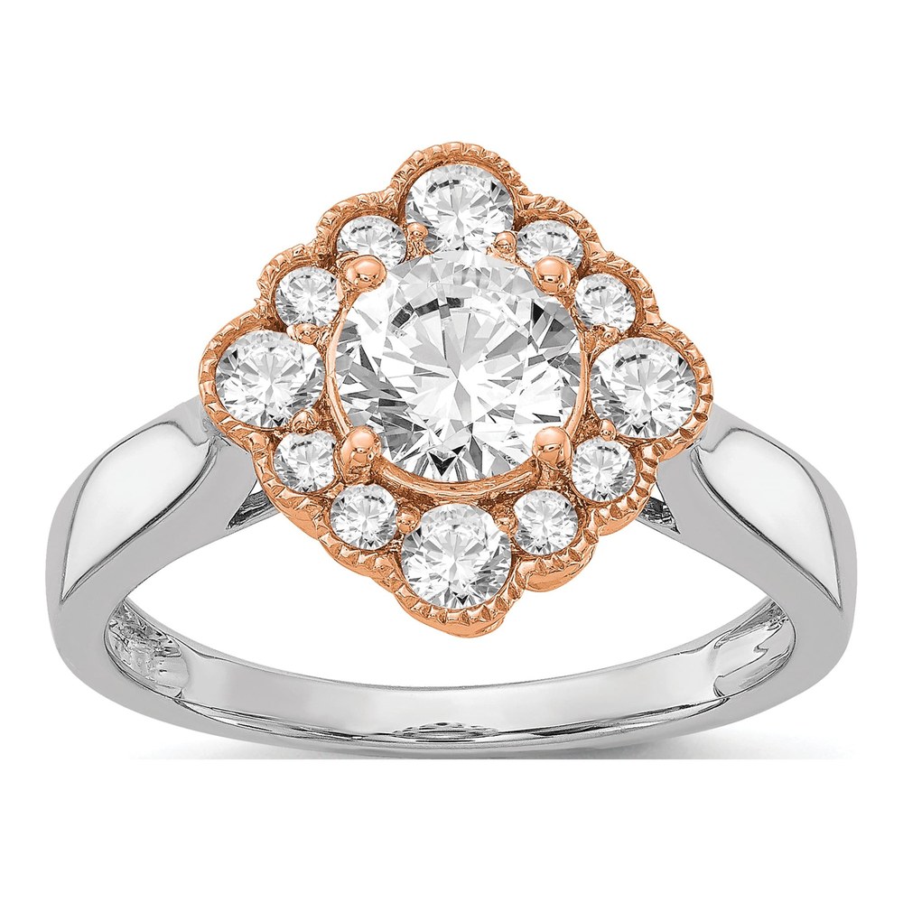 14K Two-Tone Gold Lab-Grown Diamond Halo Engagement Ring Semi-Mount