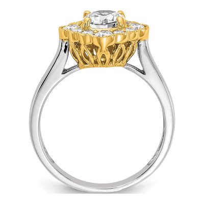14K Two-Tone Gold Lab-Grown Diamond Halo Engagement Ring Semi-Mount – view 3
