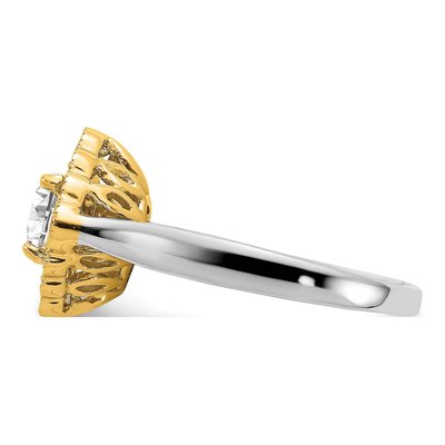 14K Two-Tone Gold Lab-Grown Diamond Halo Engagement Ring Semi-Mount – view 4