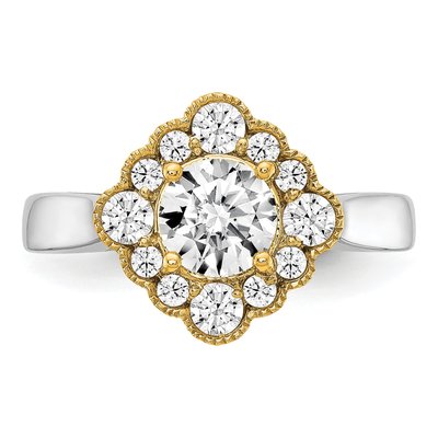 14K Two-Tone Gold Lab-Grown Diamond Halo Engagement Ring Semi-Mount – view 5