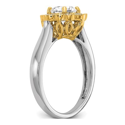 14K Two-Tone Gold Lab-Grown Diamond Halo Engagement Ring Semi-Mount – view 7