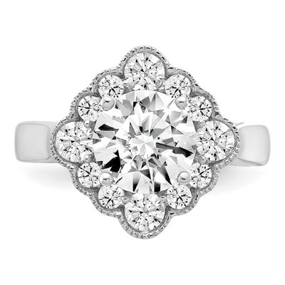 14K White Gold Lab-Grown Diamond Halo Engagement Ring Semi-Mount – view 5