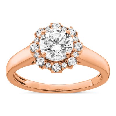 14K Rose Gold Lab-Grown Diamond Halo Engagement Ring Semi-Mount