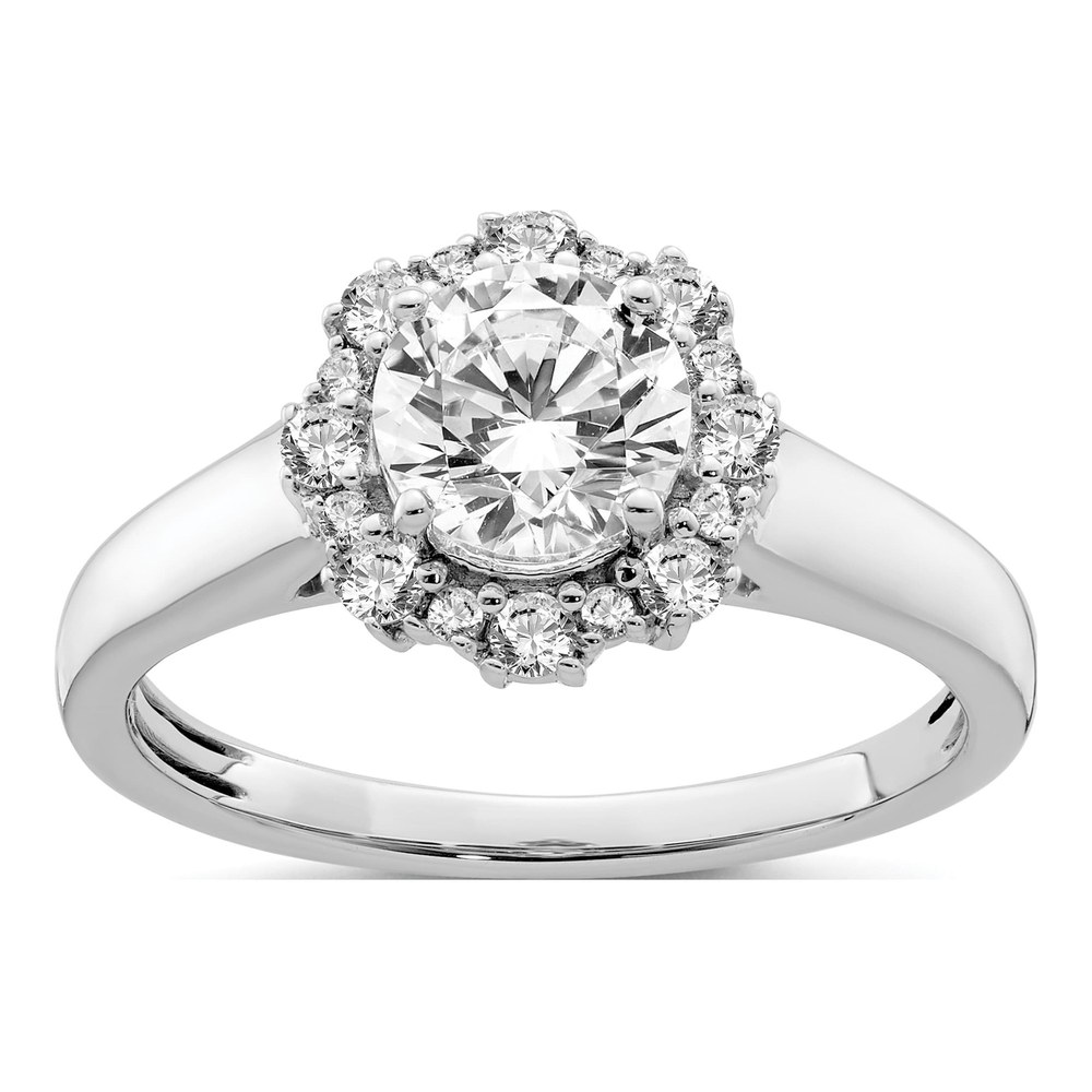 14K White Gold Lab-Grown Diamond Halo Engagement Ring Semi-Mount