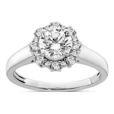 14K White Gold Lab-Grown Diamond Halo Engagement Ring Semi-Mount