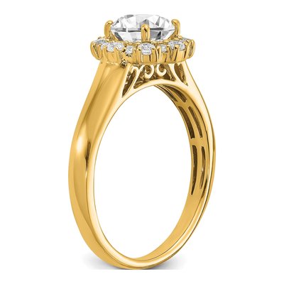 14K Yellow Gold Lab-Grown Diamond Halo Engagement Ring Semi-Mount – view 7