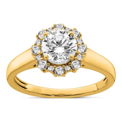 14K Yellow Gold Lab-Grown Diamond Halo Engagement Ring Semi-Mount