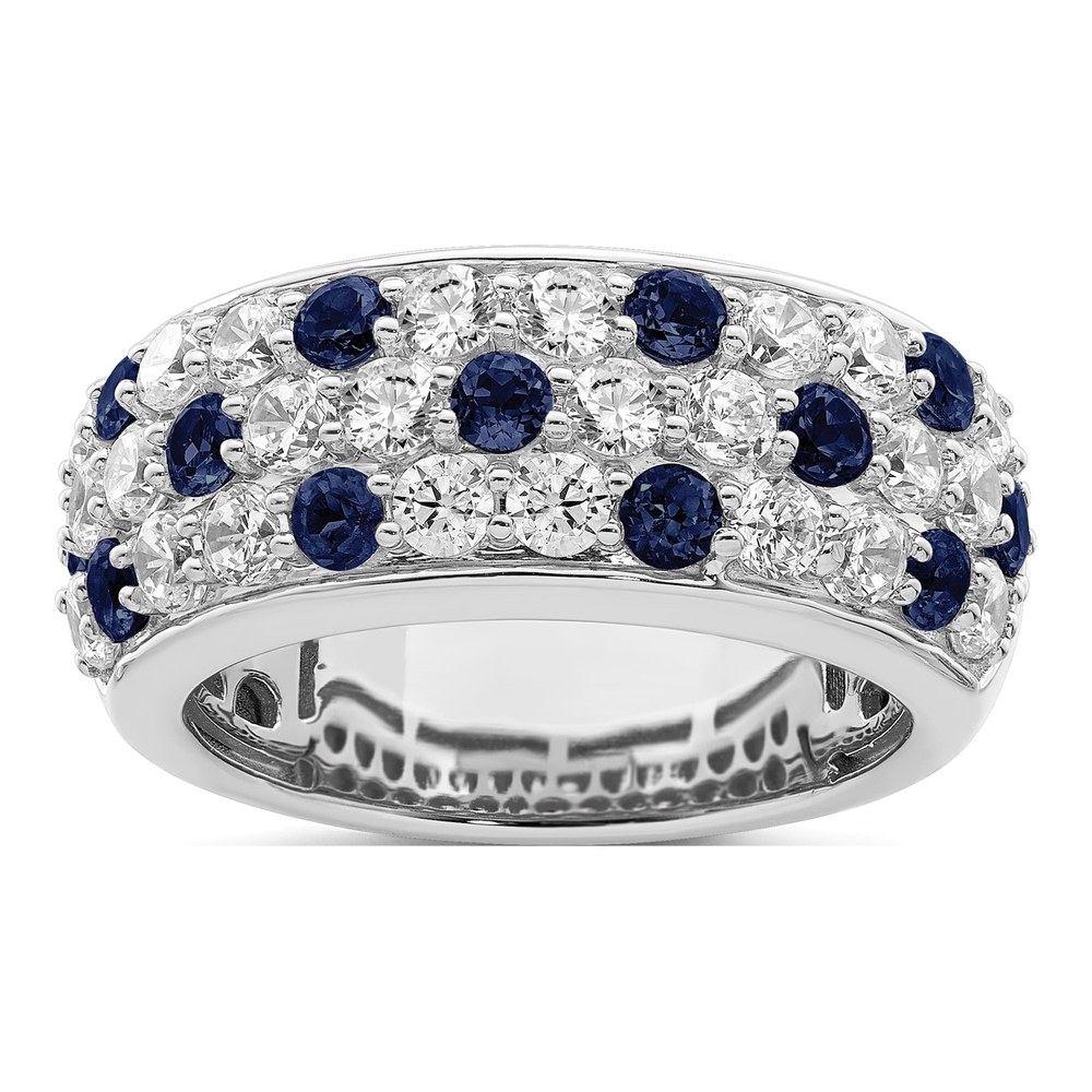 14K White Gold 1 1/2 ct tw Sapphire & Lab-Grown Diamond Fashion Ring