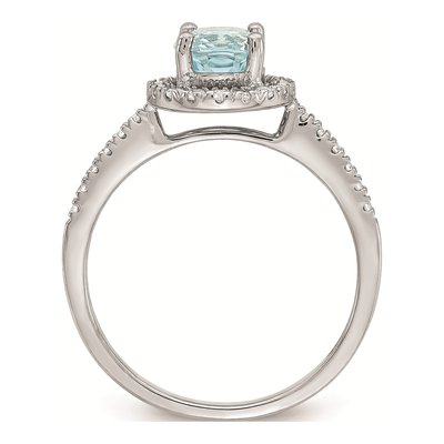 14K White Gold 1/3 ct tw Aquamarine & Diamond Halo Engagement Ring – view 2