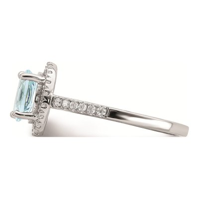 14K White Gold 1/3 ct tw Aquamarine & Diamond Halo Engagement Ring – view 3